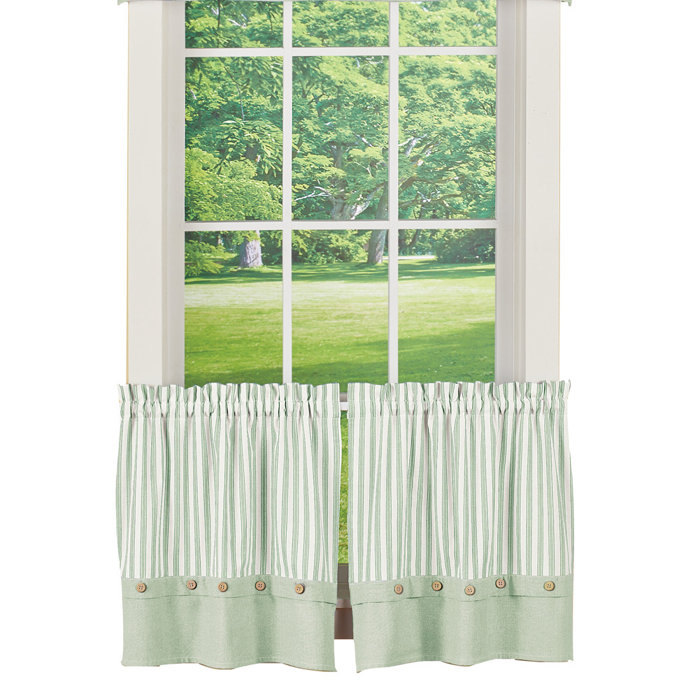 Classic Style Cape May Striped Window Curtains 56" x 24" Sage, 56" x 24"