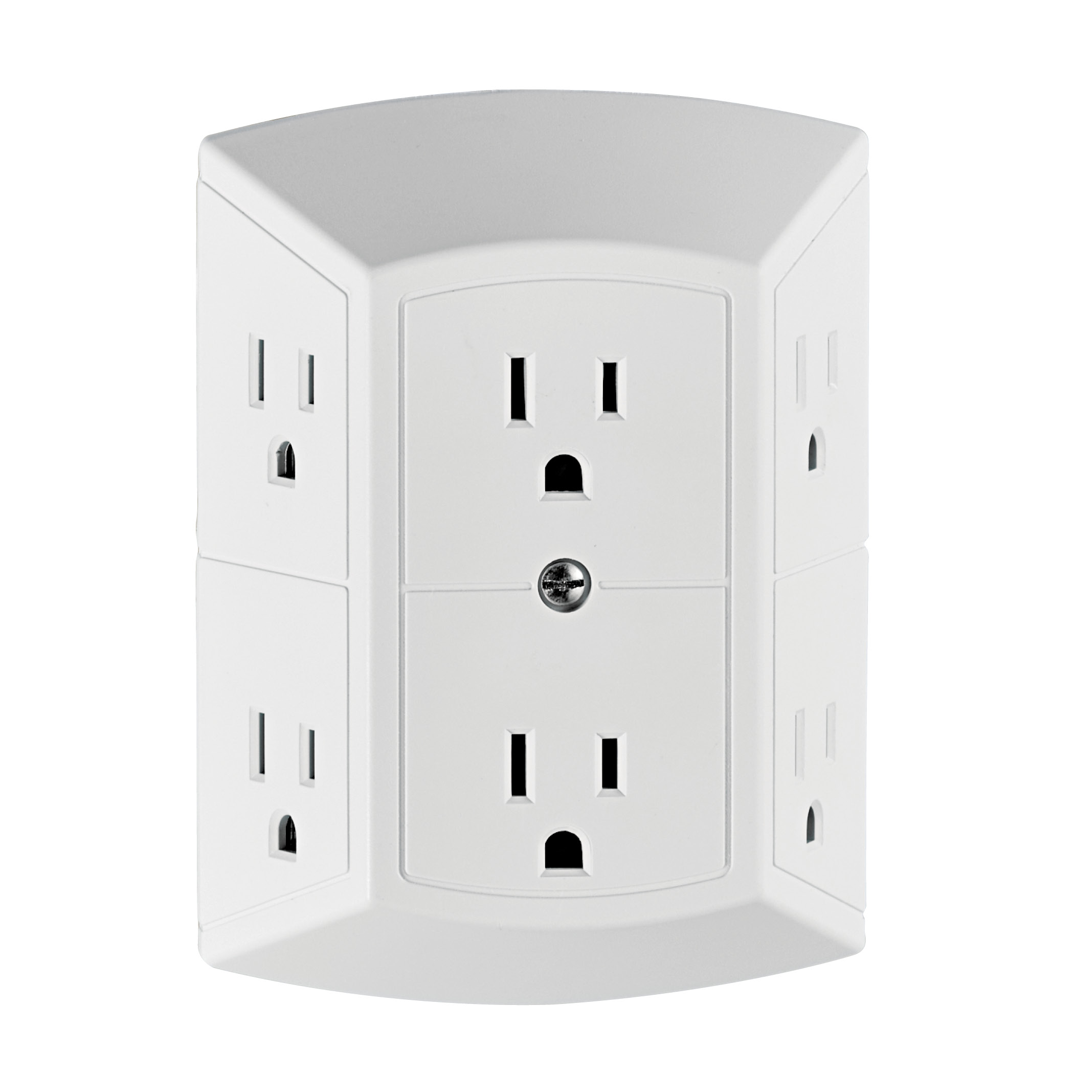 6 Outlet Wall Power Source Extension - Three Standard Outlets, 3 Wide Spaced Outlets for Bulky Cell Phone Chargers or Power Adapter