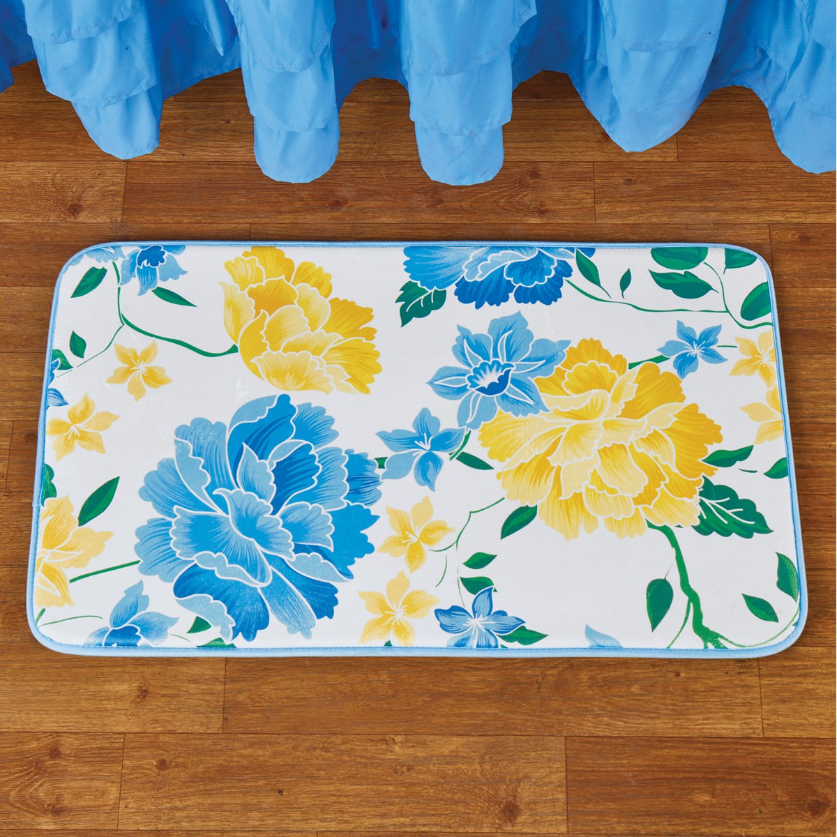 Blue and Yellow Blossoms Emily Bath Rug Collections Etc.