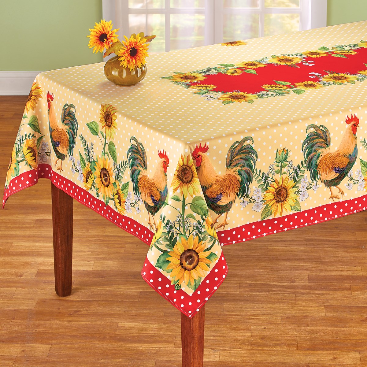 Rooster and Sunflower Printed Tablecloth | Collections Etc.
