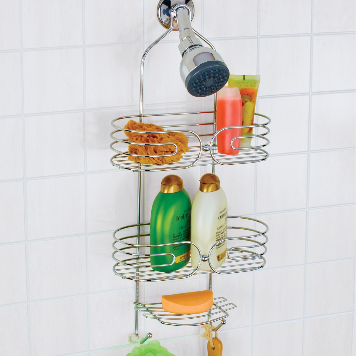 Chrome OverTheShowerHead Shower Organizer Collections Etc.