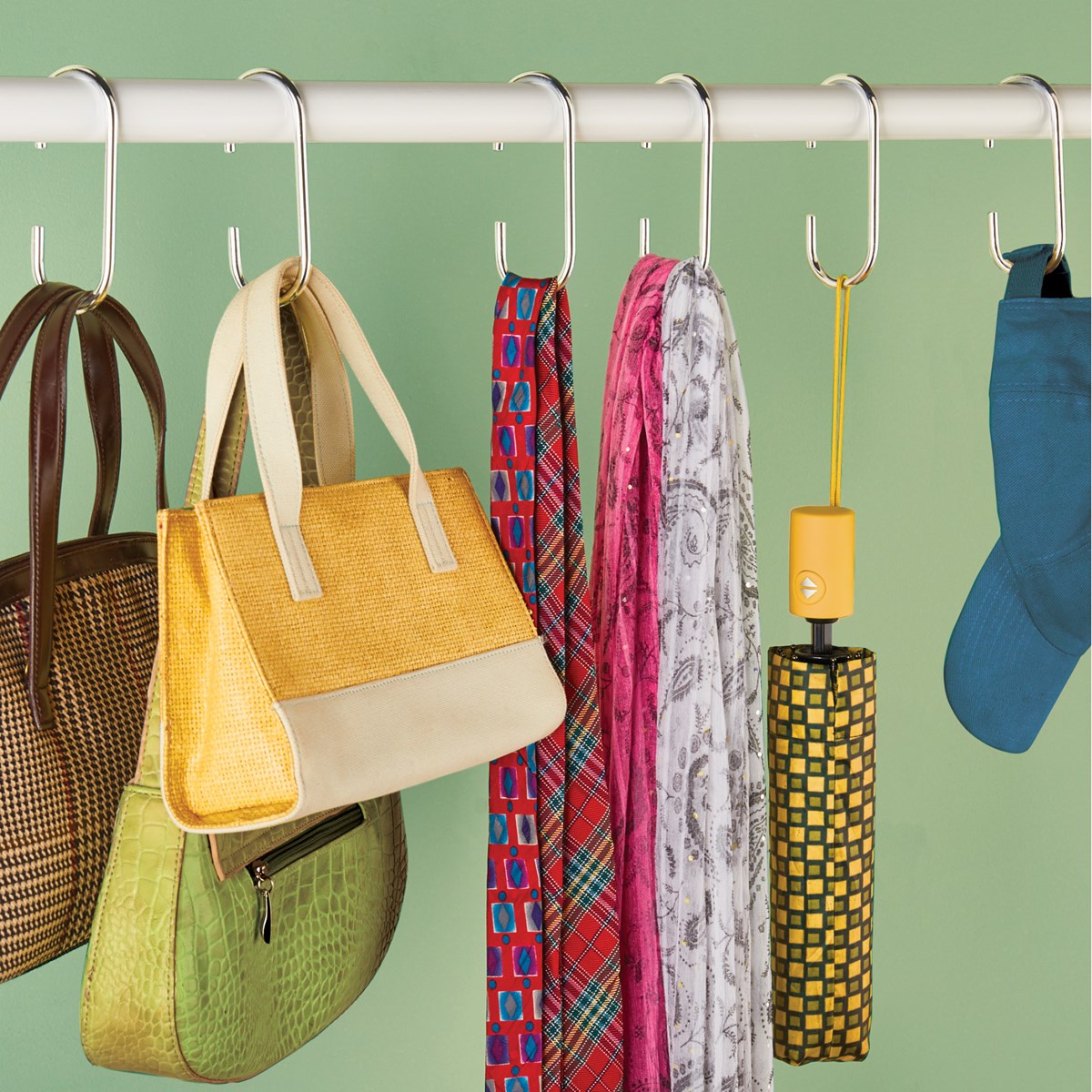 Silver Closet Pole Hooks Set of 6 Collections Etc.