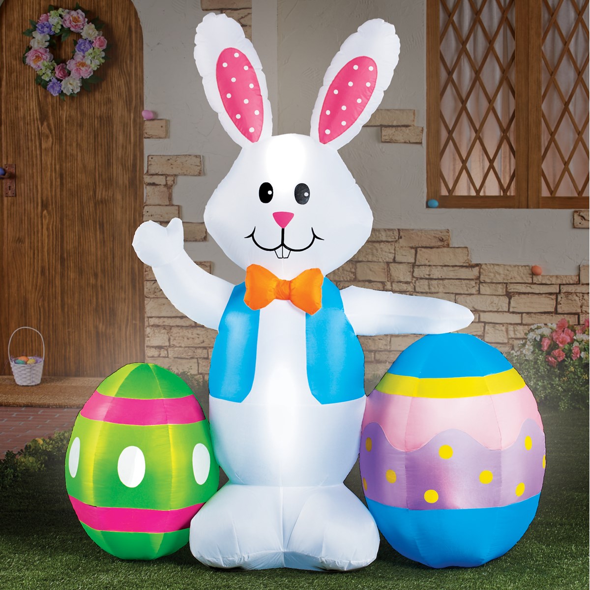 5 Ft Easter Bunny with Eggs Inflatable Yard Decoration Collections Etc.