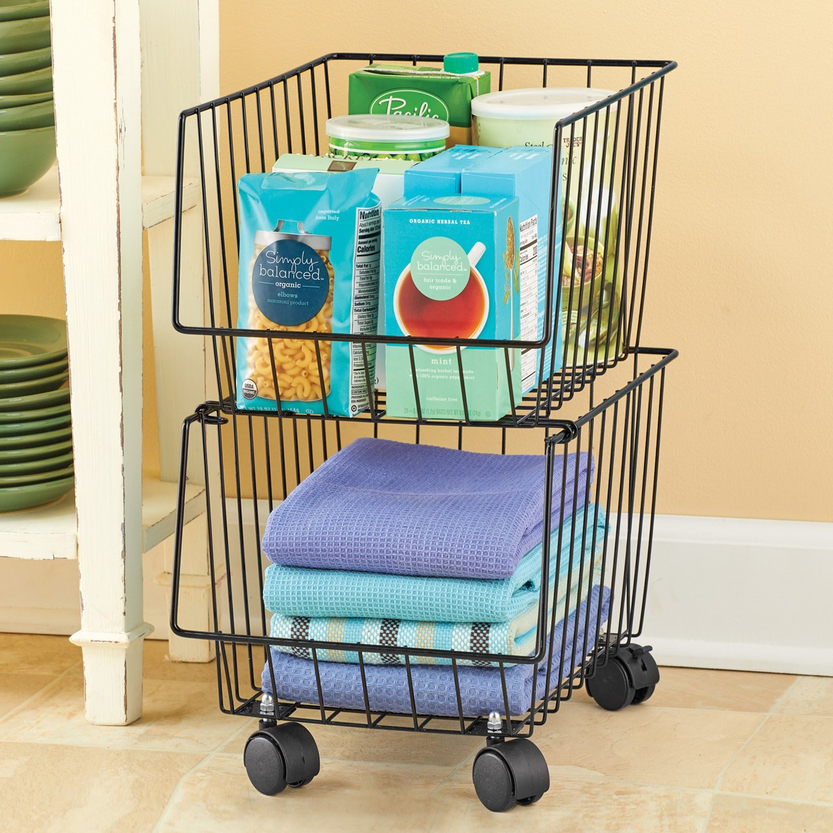 Versatile & Stackable Metal Wire Storage Baskets Set of 2