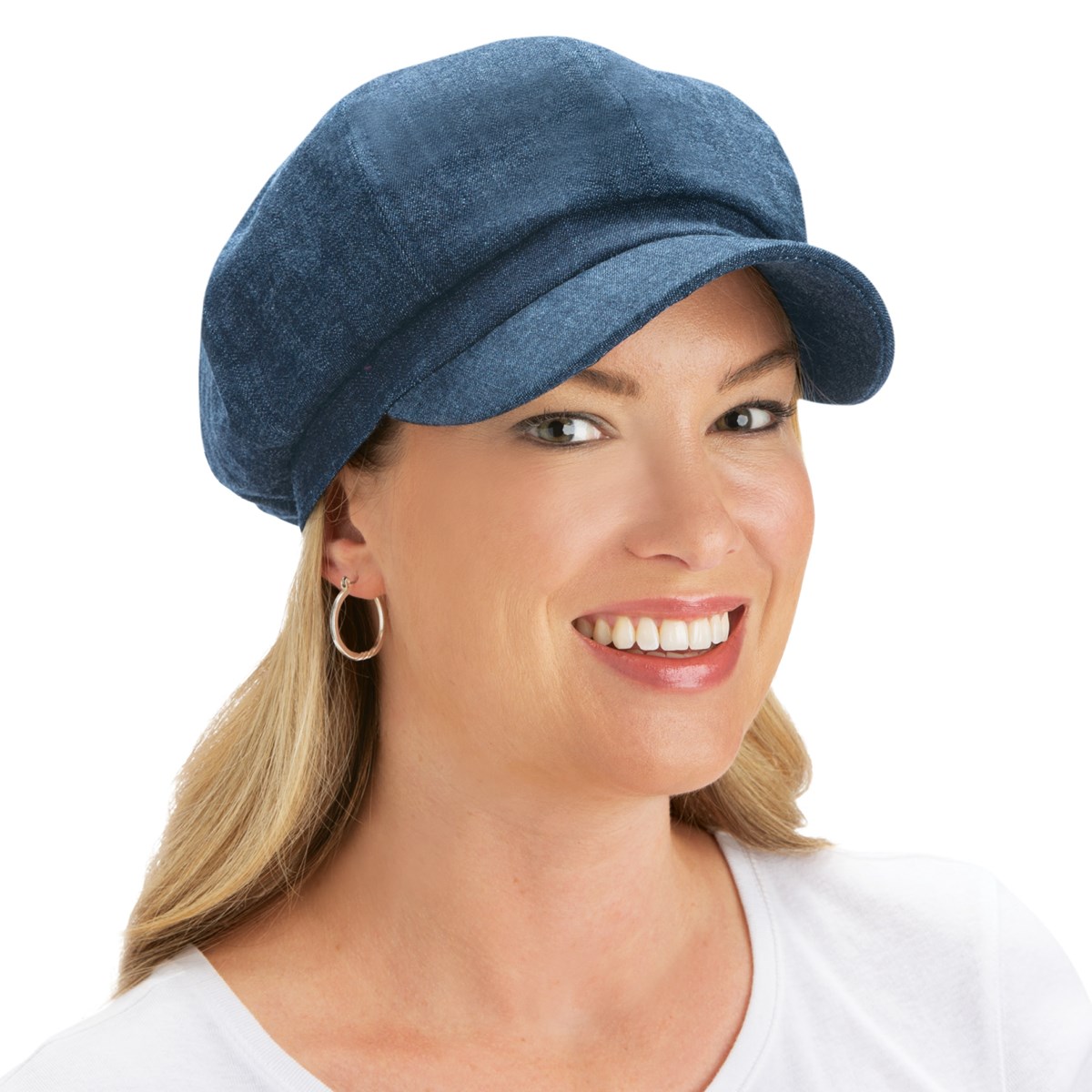 Brimmed Cotton Newsboy Hat with Elastic Back Collections Etc.