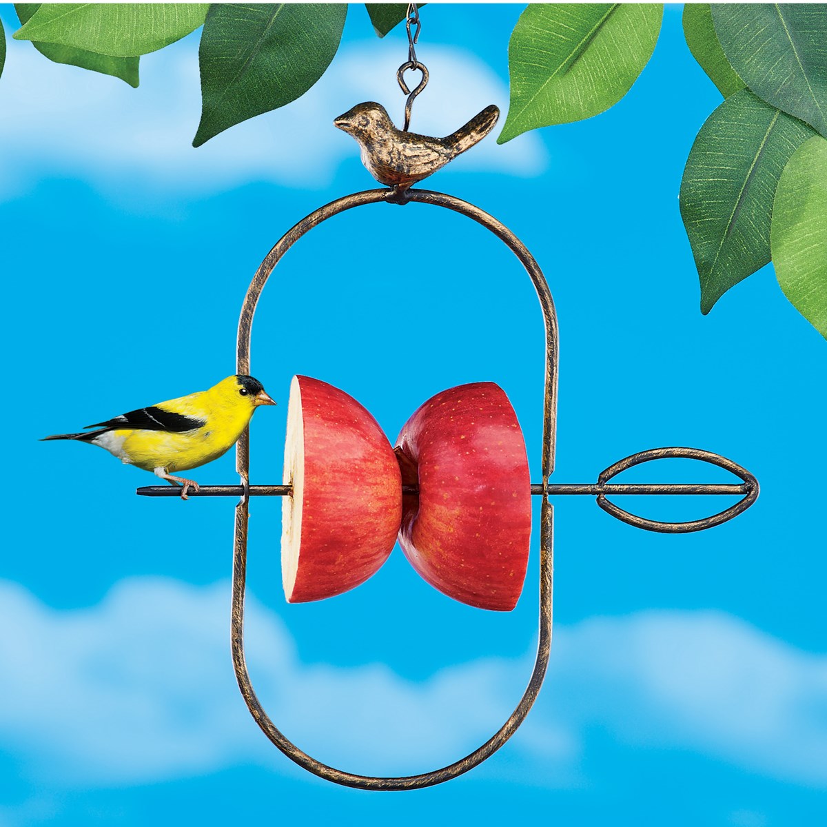 Rustic Bronze Finish Hanging Metal Bird Feeder Fruit Skewer