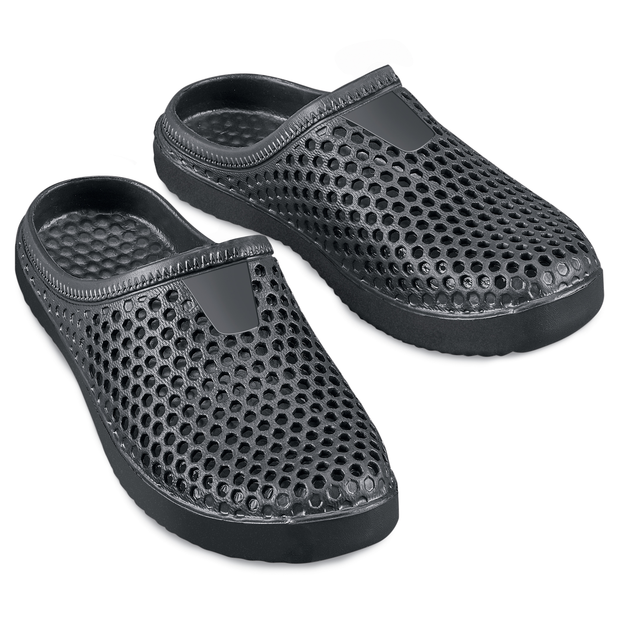 Lightweight Waterproof Comfort Clogs, Indoor / Outdoor Use, Textured Soothing Relief, Black, 6