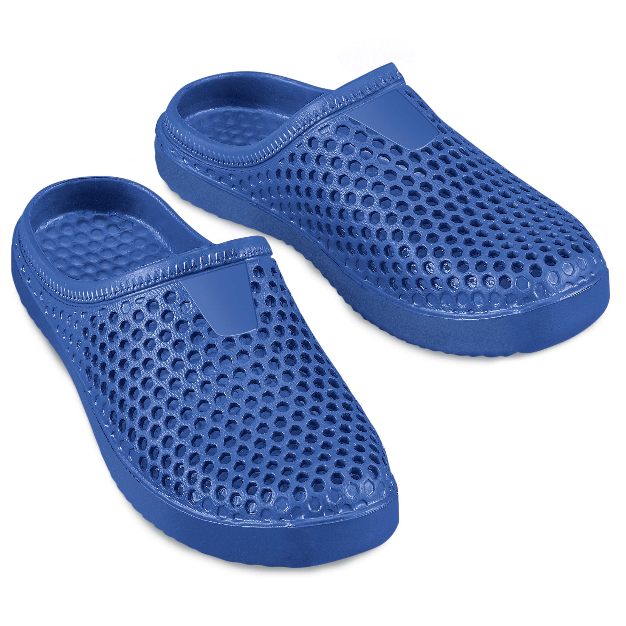 Lightweight Waterproof Comfort Clogs, Indoor / Outdoor Use, Textured Soothing Relief, Blue, 10