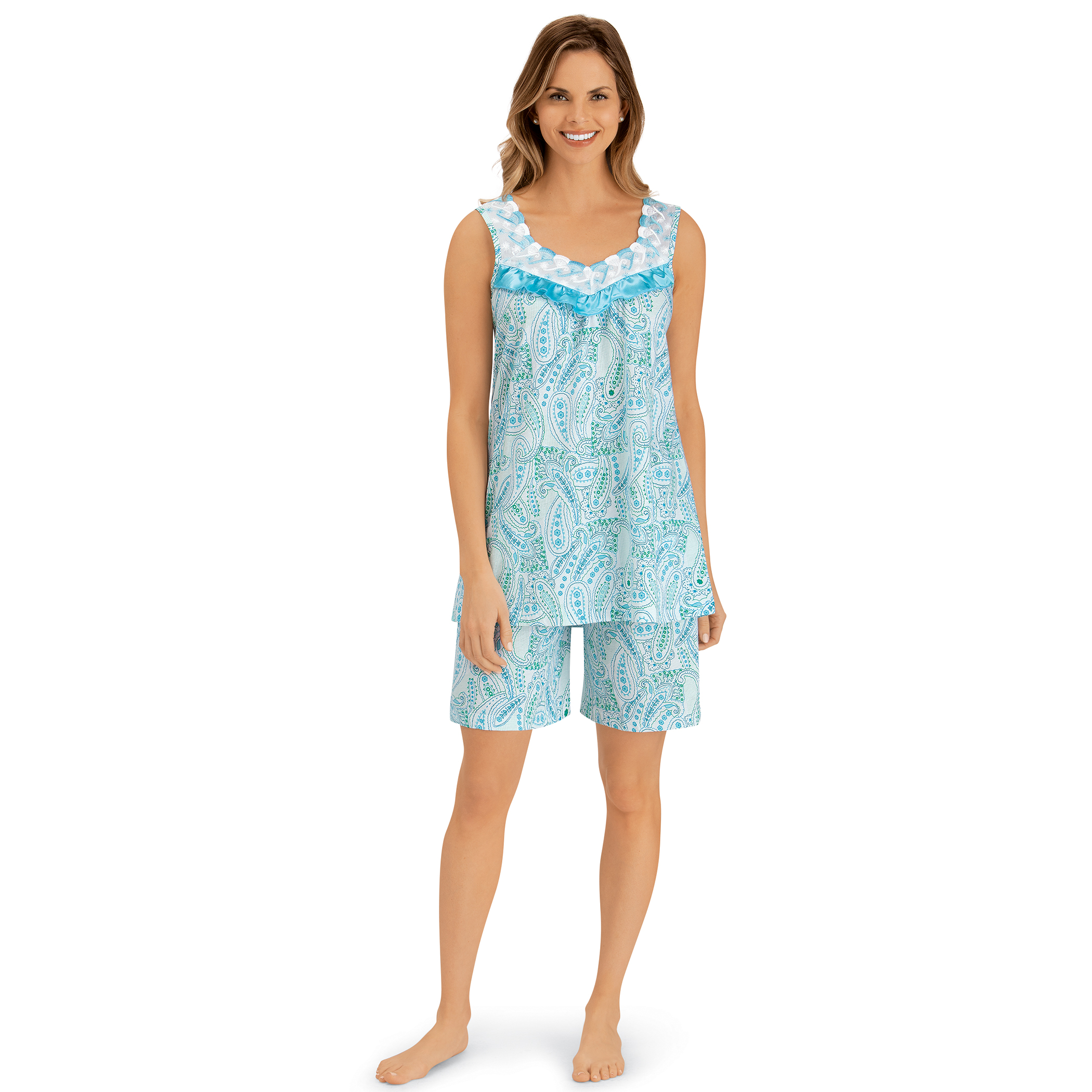 Paisley Print 2-Piece Pajama Short and Sleeveless Top Set - Imagen 9 de 14