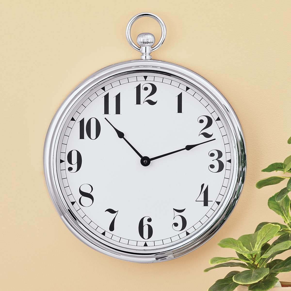 Faux Chrome OldTime Pocket Watch Design Wall Clock Collections Etc.