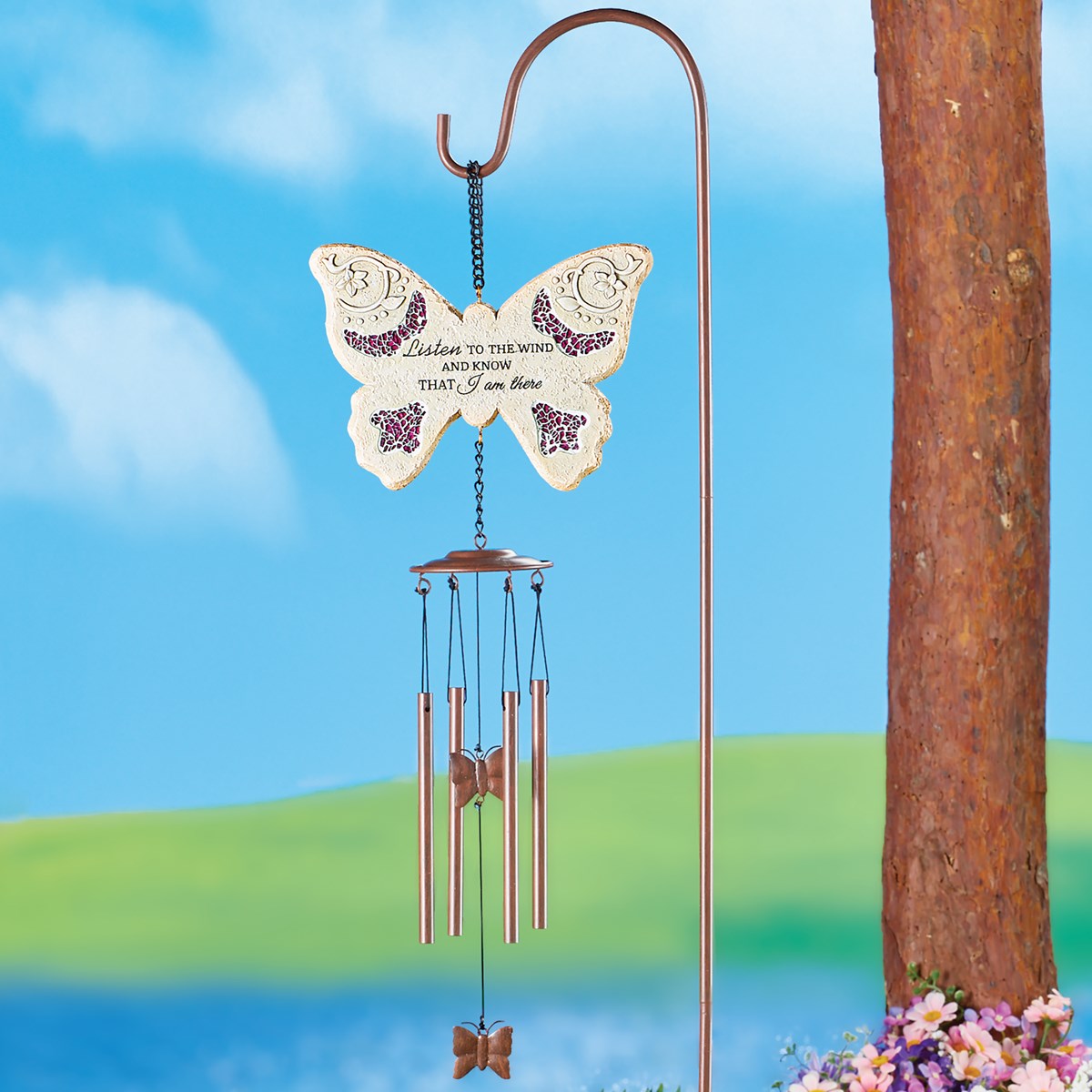 Listen To The Wind Butterfly Memorial Wind Chime Garden Stake