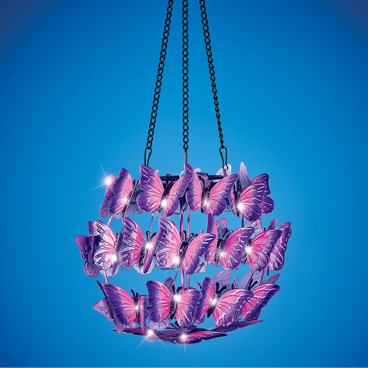 Solar Powered Pink & Purple Butterfly Hanging Lights | Collections Etc.