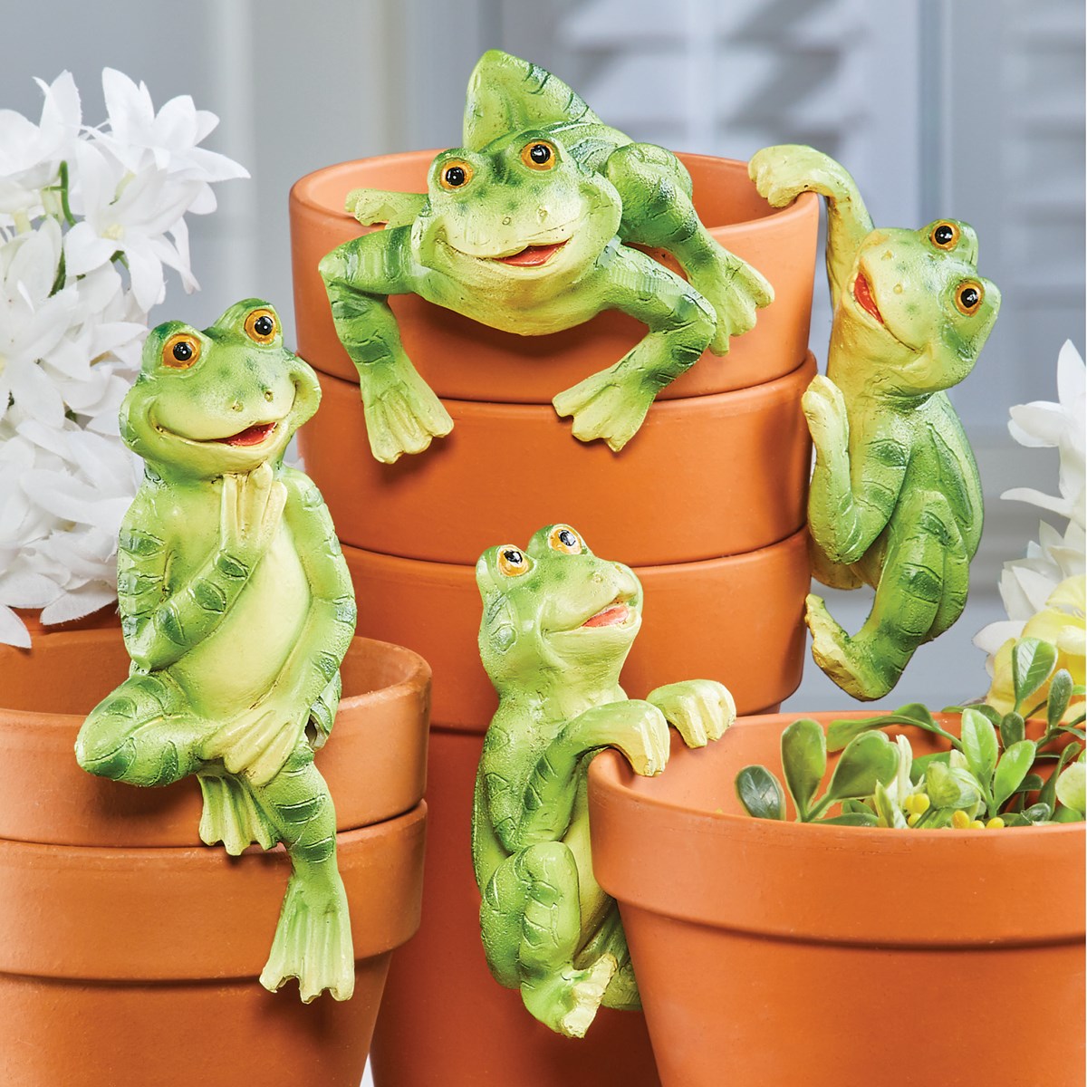 Handpainted Friendly Frogs Pot Hangers Set of 4 Collections Etc.