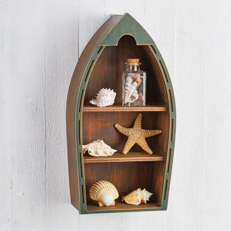 Wooden 3 Tier Nautical Themed Boat Wall Shelf Collections Etc - Nautical Theme Wall Shelves Wooden 3 Tier Nautical Themed Boat Wall Shelf Collections Etc - Nautical Theme Wall Shelves