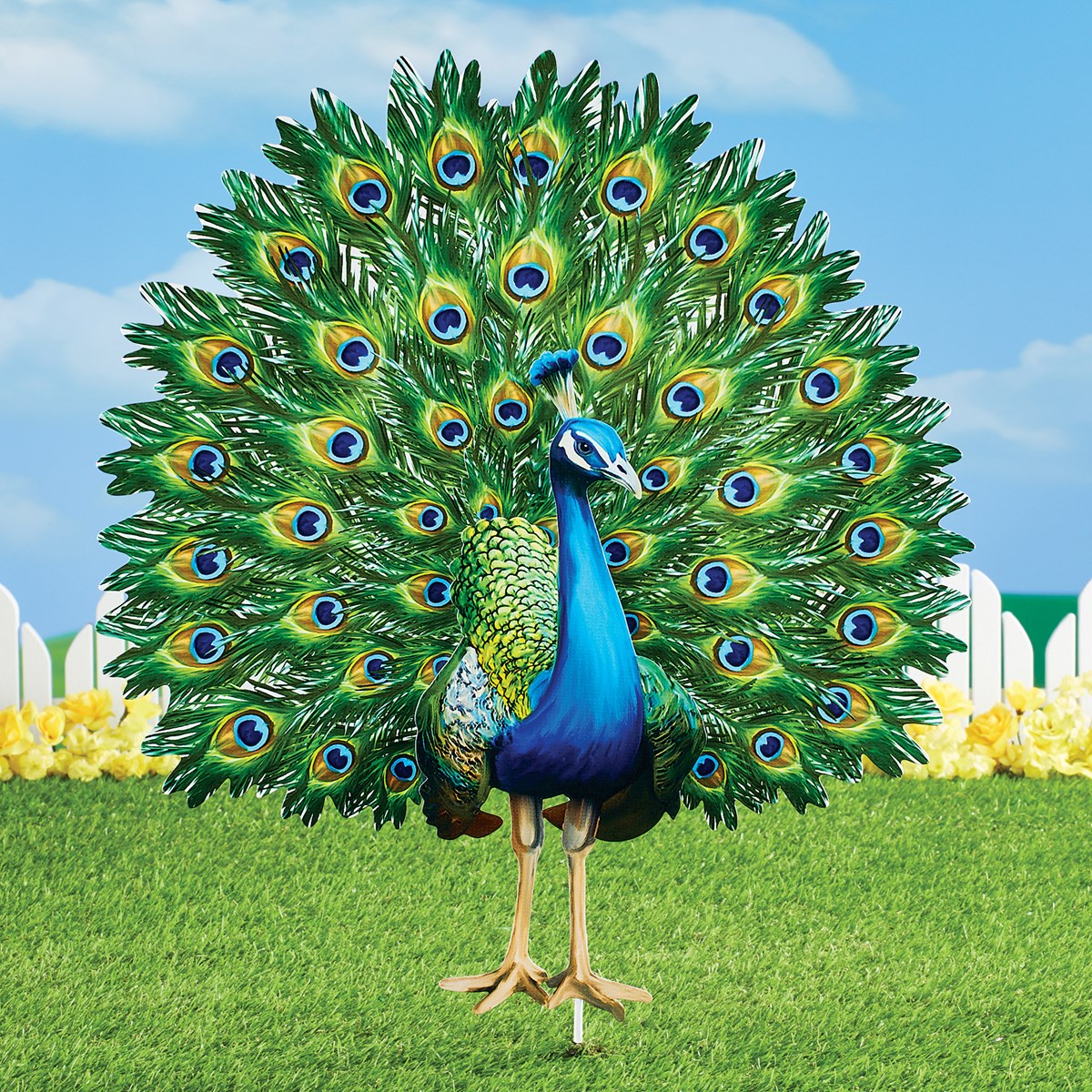Realistic Magnificent Peacock Outdoor Garden Stake | Collections Etc.
