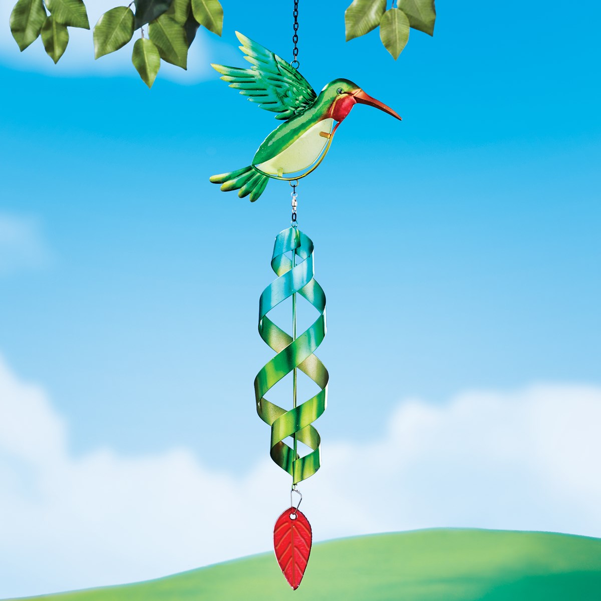 Hanging Metal Spiral Hummingbird Wind Spinner Collections Etc.