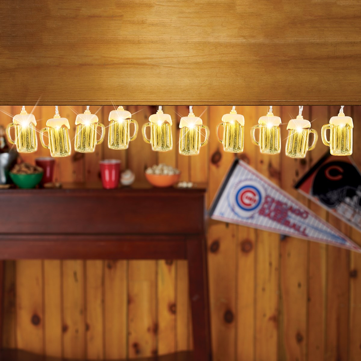 BatteryOperated FoamTopped Beer Mug String Lights 10 Ft