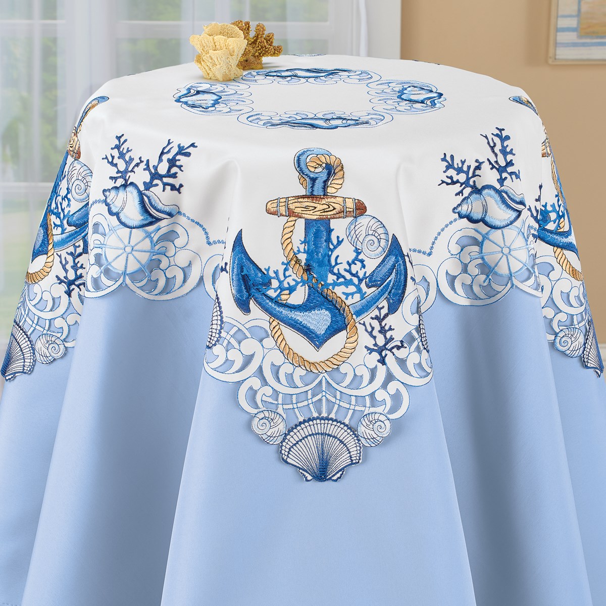 Embroidered Nautical Anchors Table Linens Collections Etc.
