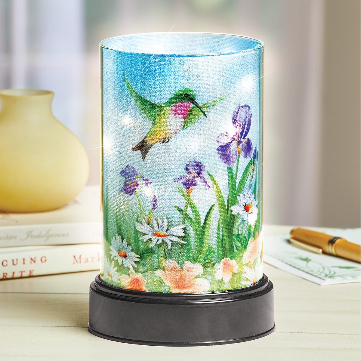 Lighted Tabletop Hummingbird Hurricane Lamp Collections Etc.