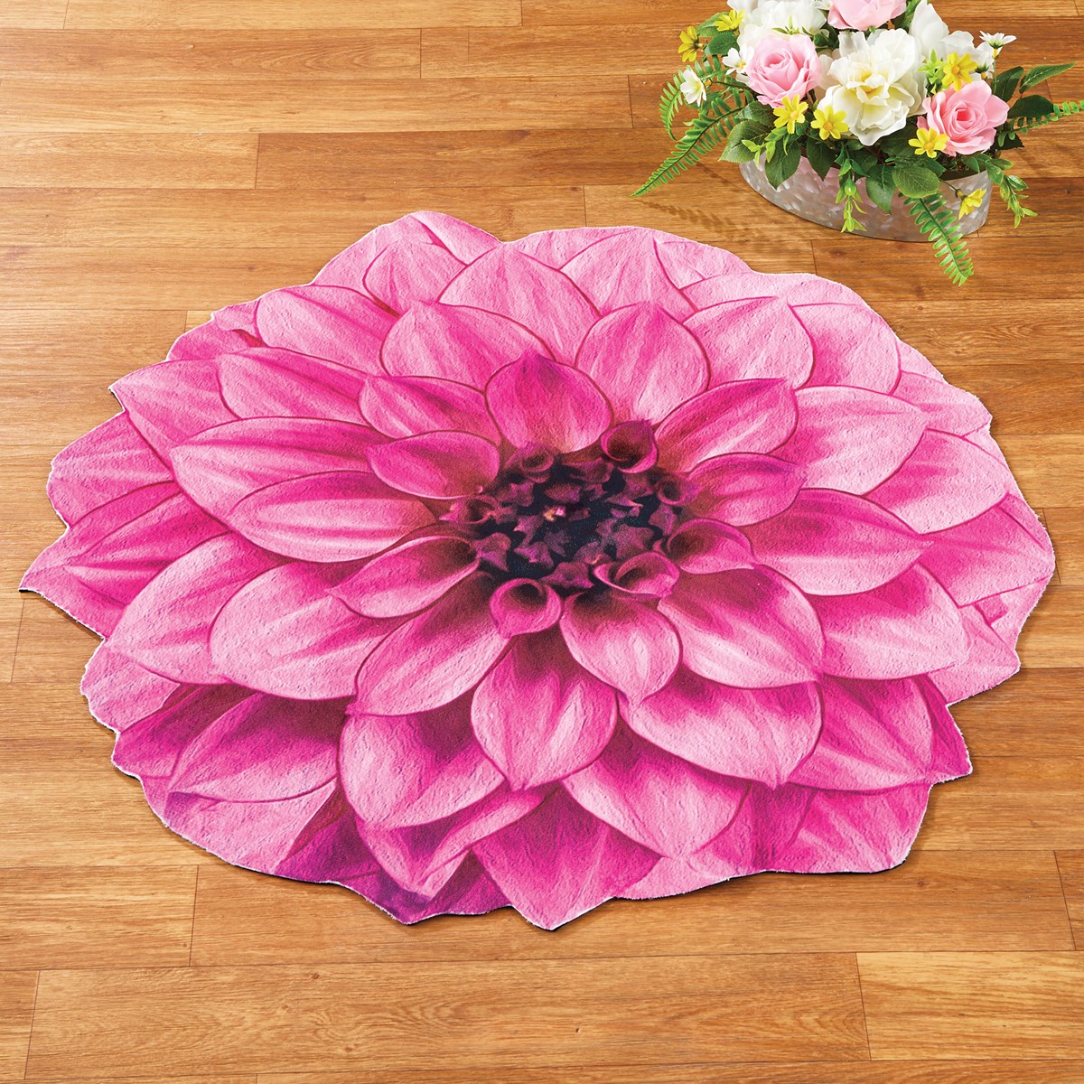Luxuryfacts sections Realistic Pink Flower Shaped Cut Out Dahlia Rug | Collections Etc.