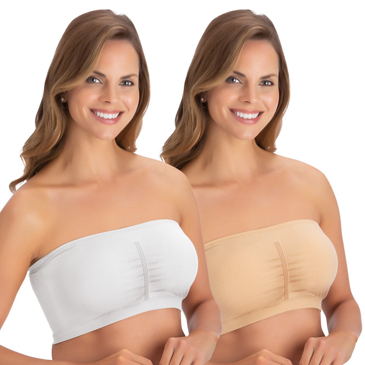 2Pack Seamless Bandeau Bras with Removable Pads Collections Etc.