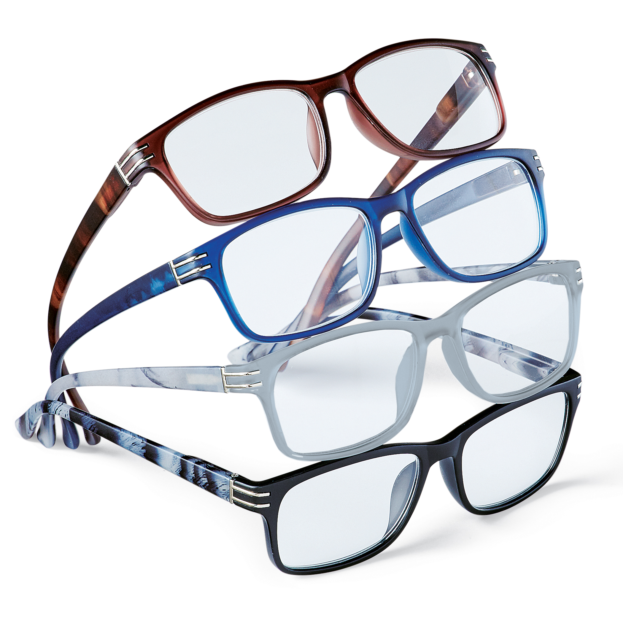Classic Marbled Colored Reading Glasses - Set of 4 2.50X Multi
