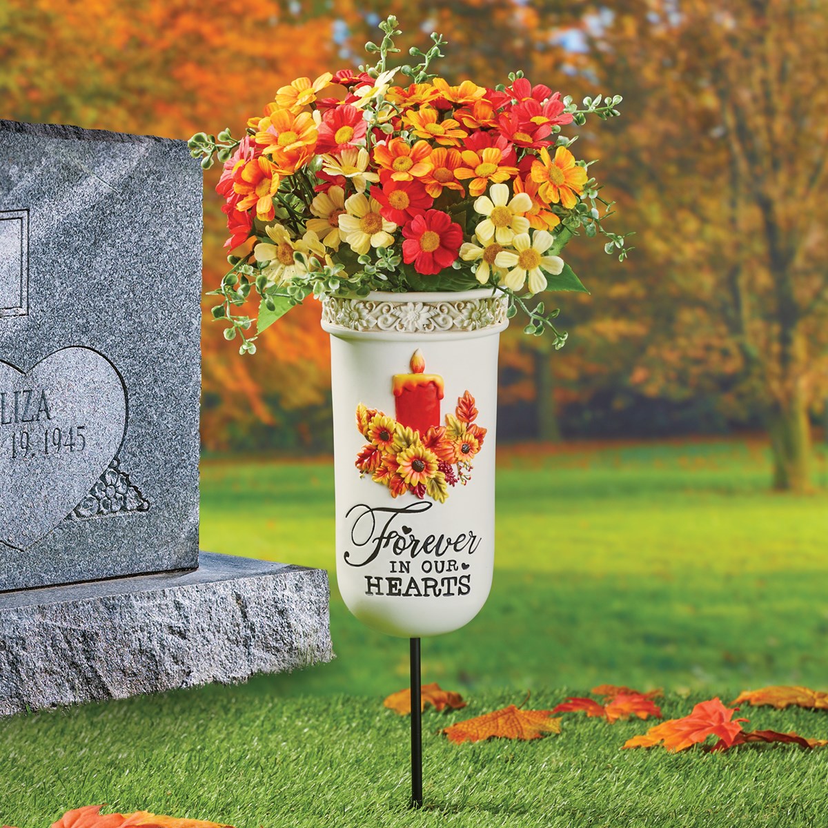 Forever In Our Hearts Autumn Memorial Vase Stake Collections Etc.
