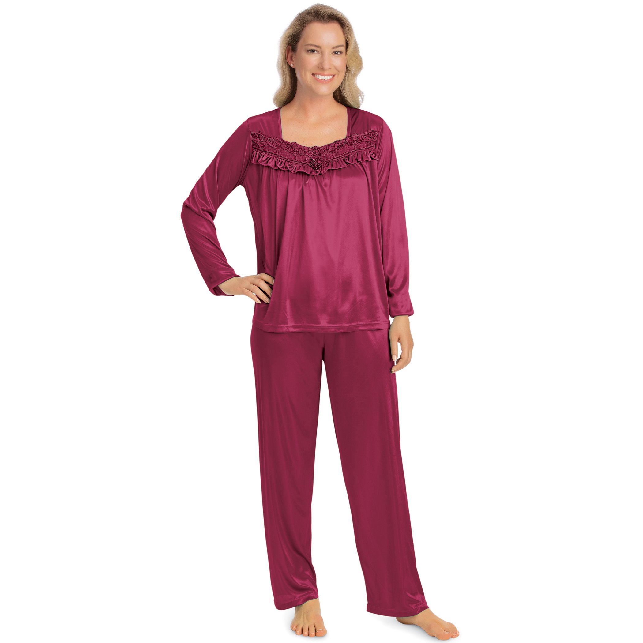【MOODMOON】Oatlace Long Sleeve Pajama Set Soft and Silky Lace Long Sleeve Top Pajama Set | Collections