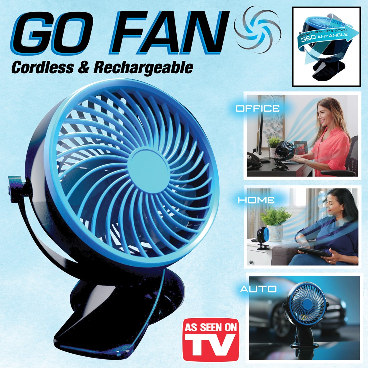 Go Fan™ Cordless and Rechargeable 360 Degree Spinning Fan Collections
