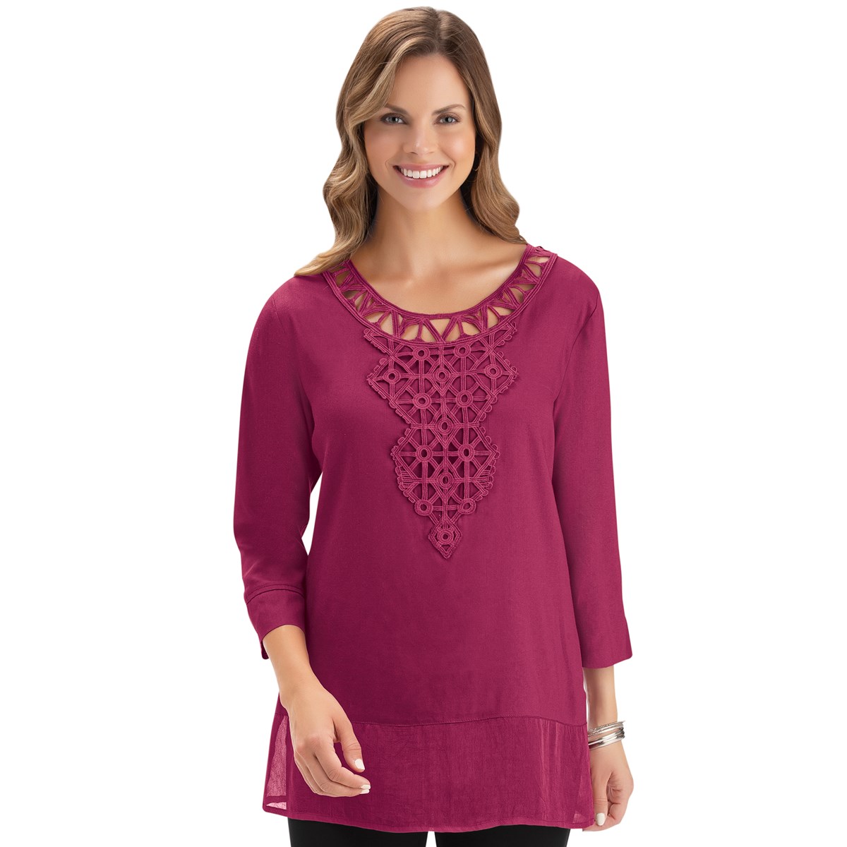 Stylish Feminine Decorated Sheer Border Tunic Top Collections Etc.