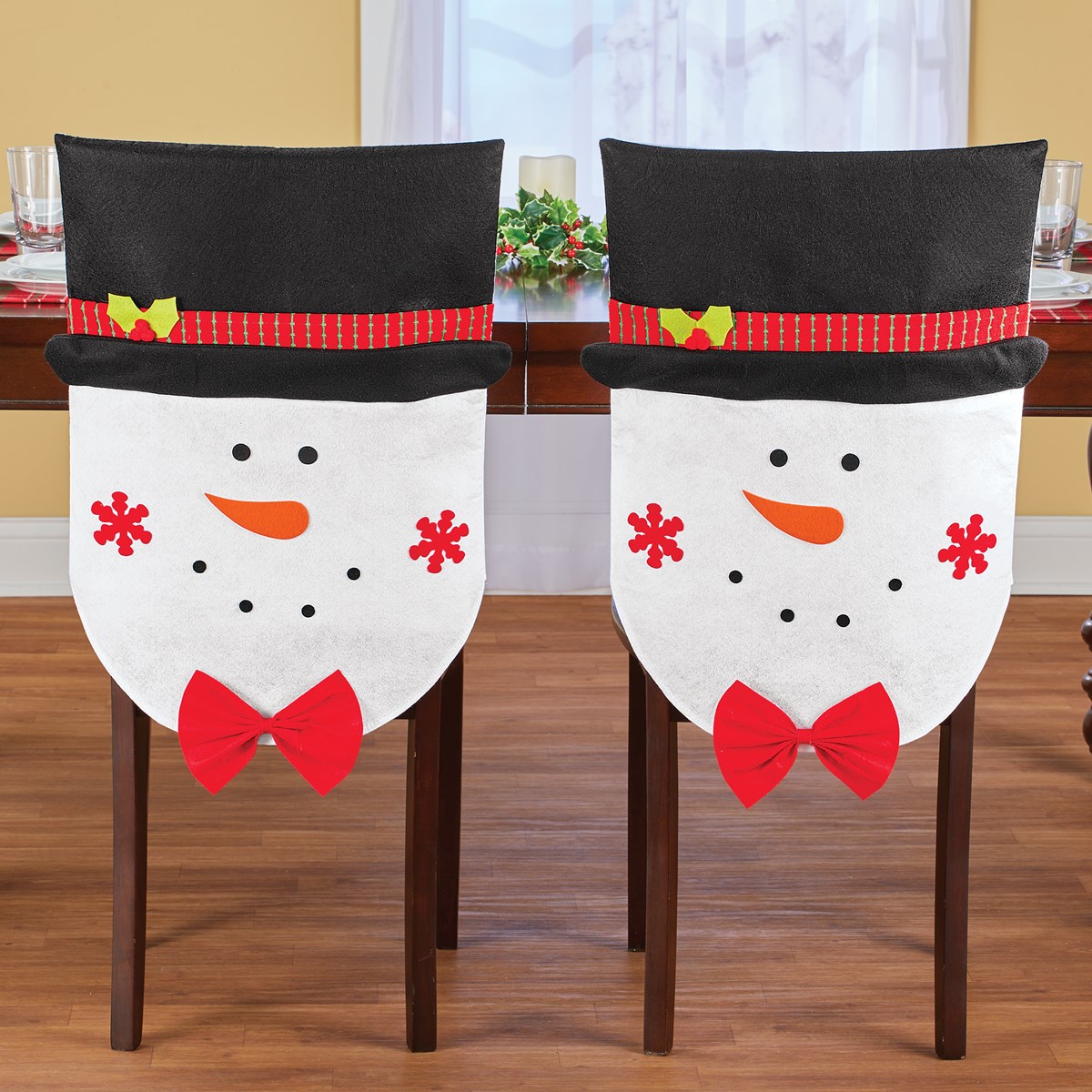 2 Piece Festive Christmas Snowman Chair Covers Set Collections Etc.