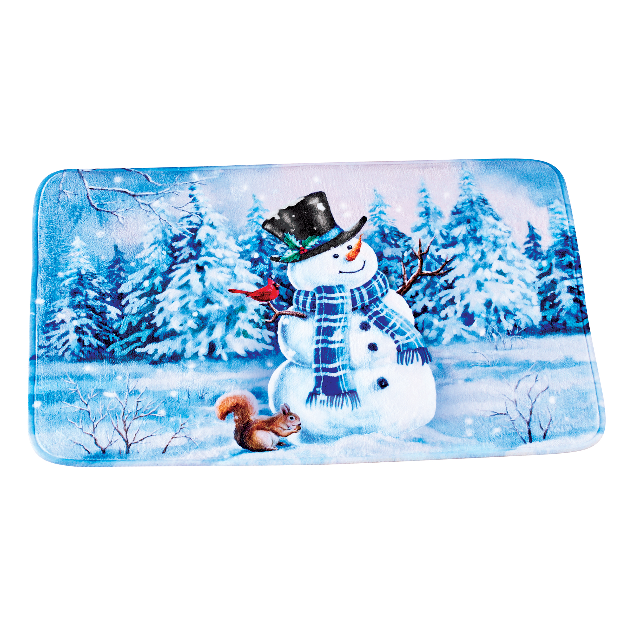 Winter Wonderland Snowman Printed Bath Mat 29.5" x 19.5" x 0.63" Blue, 29.5" x 19.5" x 0.63"