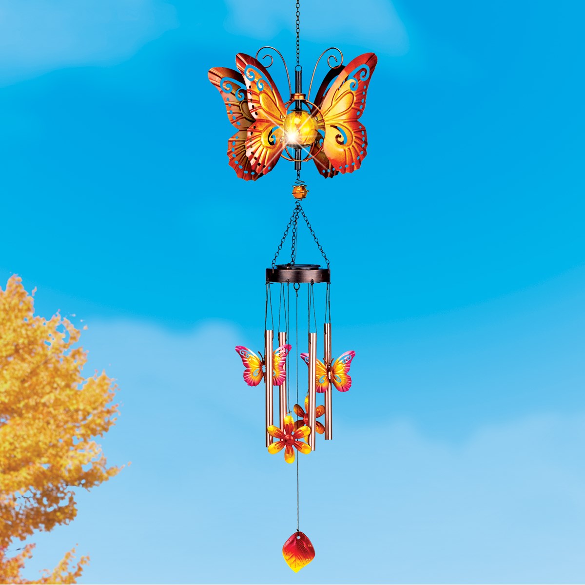 Solar Powered Garden Butterfly Wind Chime Dangler Collections Etc.