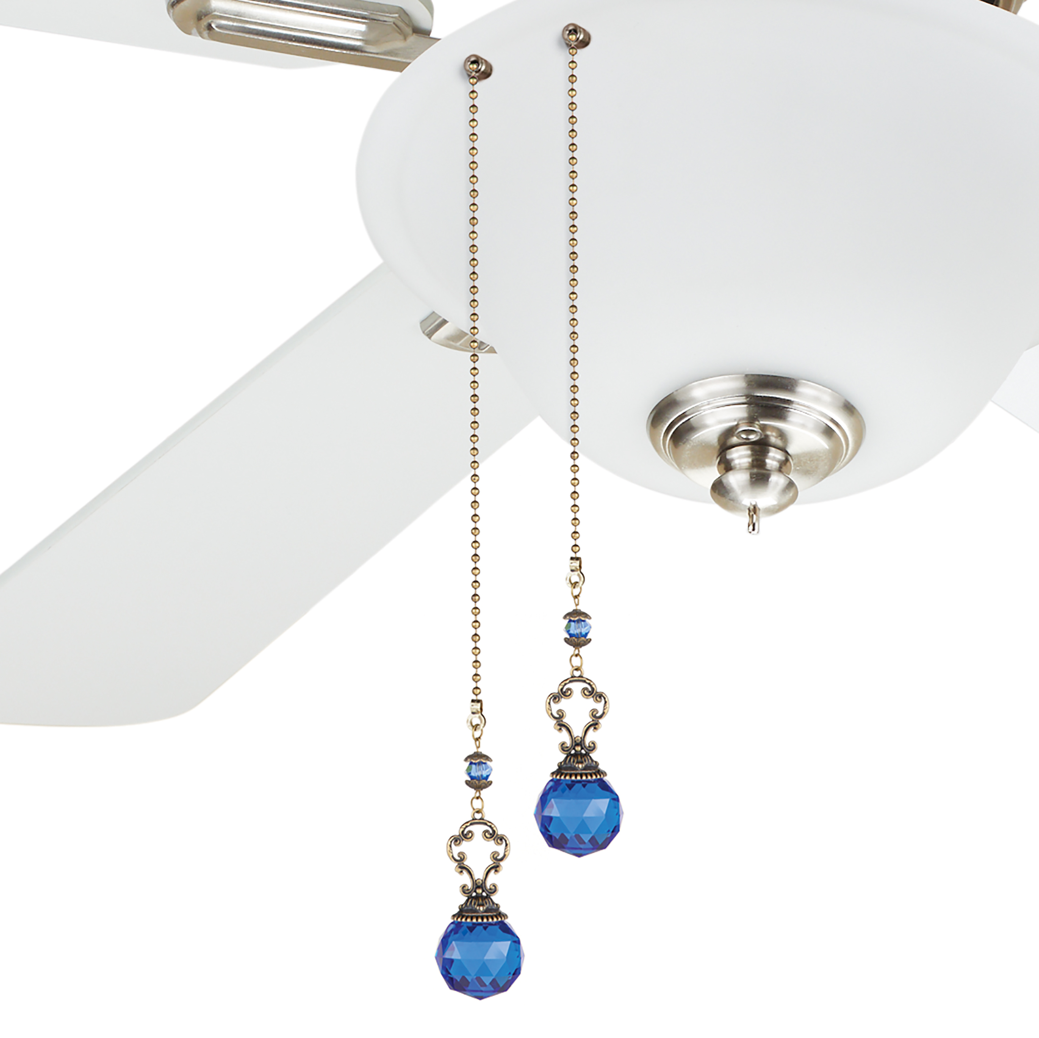 S/2 Jeweled Fan Pulls, Blue
