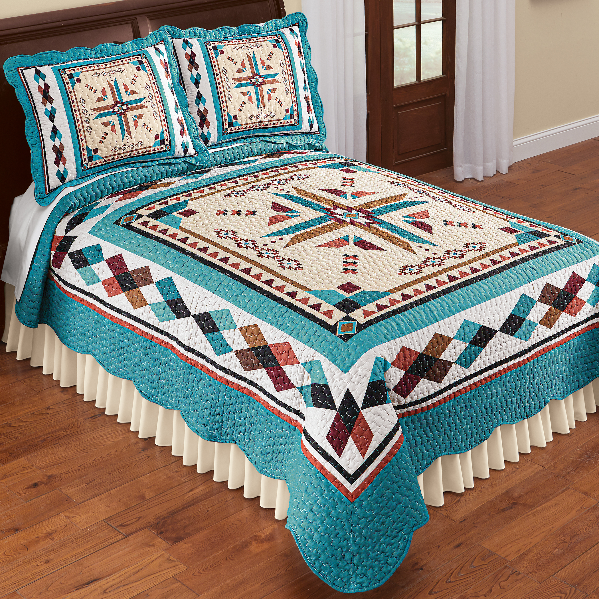 Printed Southwestern Design Turquoise Brown Quilt Collections Etc