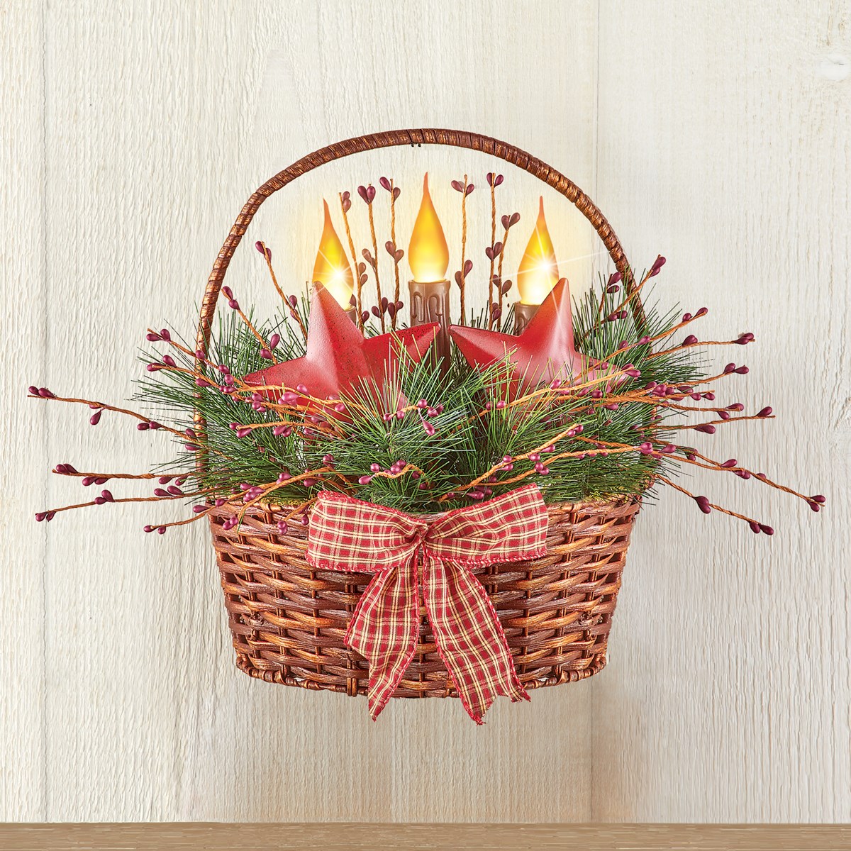 Primitive Style Realistic Flickering LED Candle Basket Collections Etc.