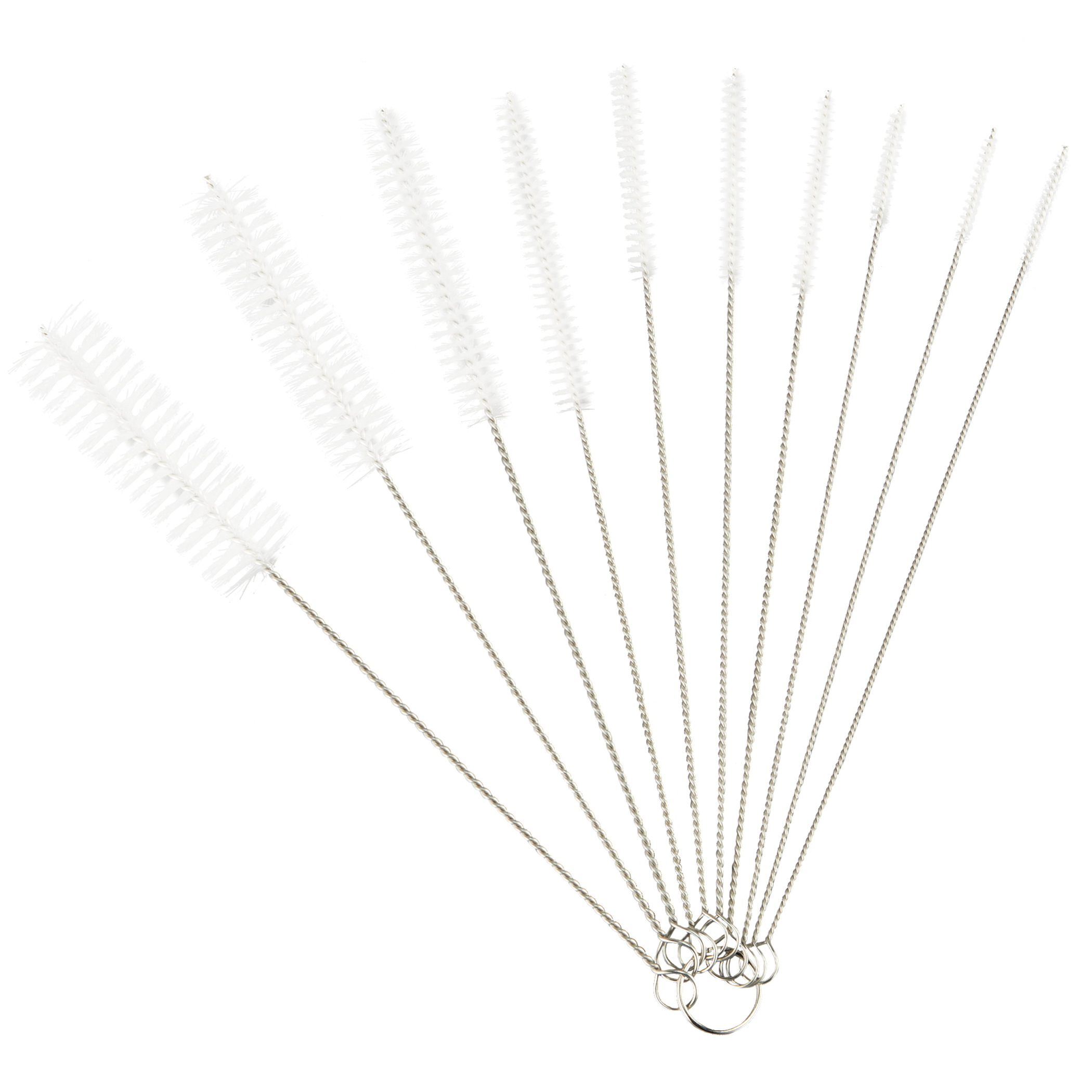 Reusable 10 Piece Stainless Steel Multi Size Brush Set | Keep Bottles, Mugs, Straws Clean | Different Size Bristles | Stainless Steel,