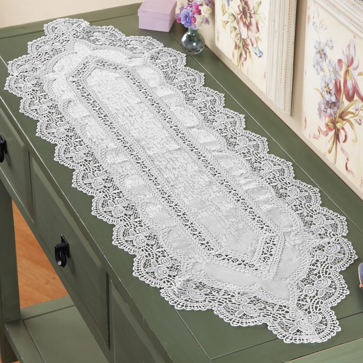 Elegant Lovely Detailed Lace Dresser Scarf Collections Etc.