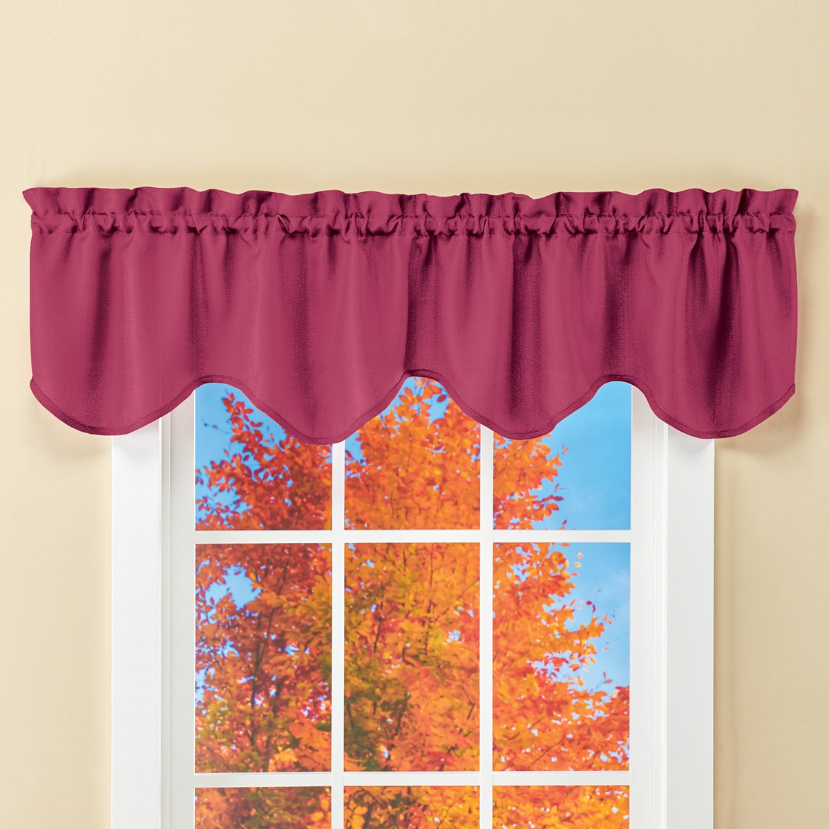 Charming Solid Textured Scalloped Window Valance Collections Etc.