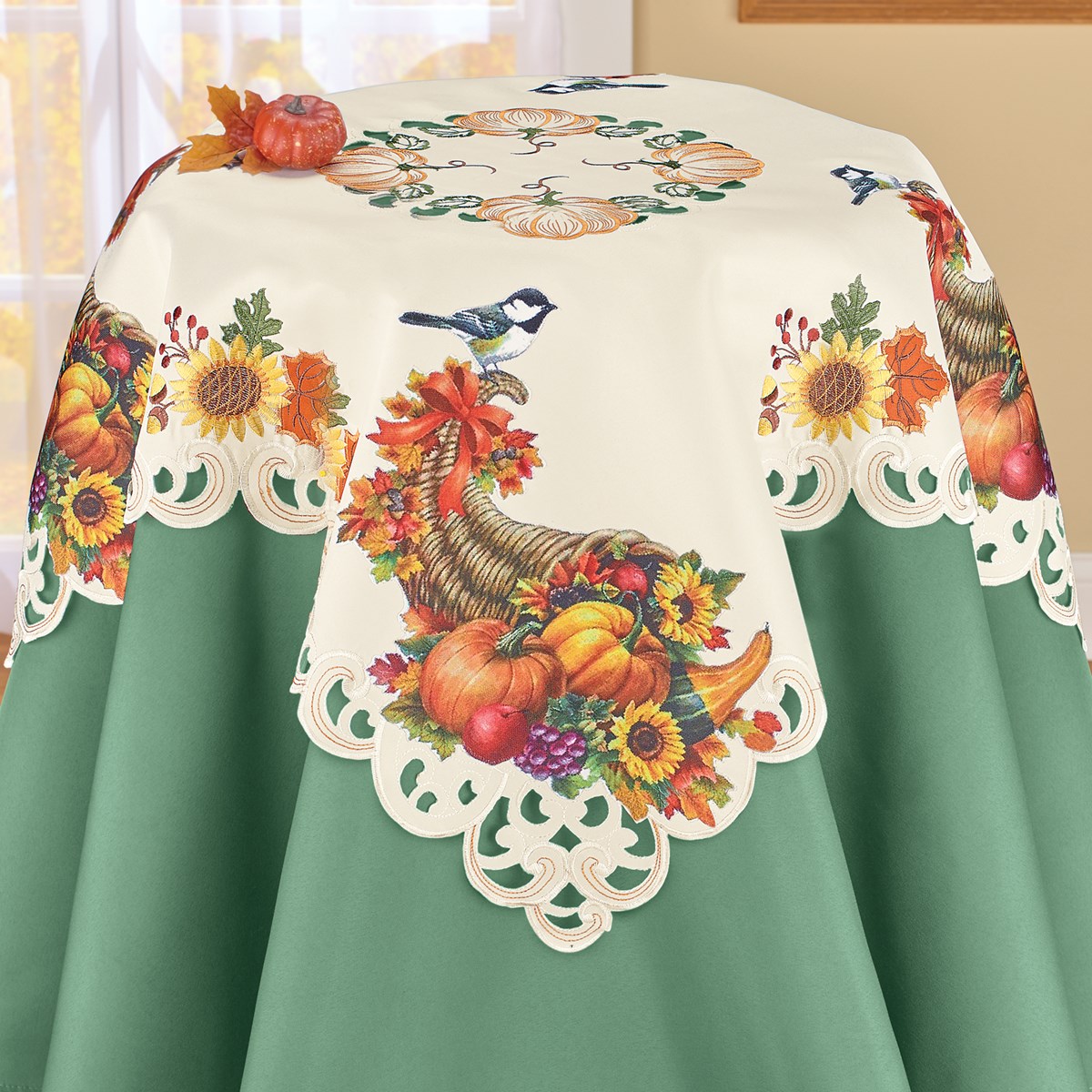 Horn of Plenty Bountiful Fall Cornucopia Table Linens Collections Etc.