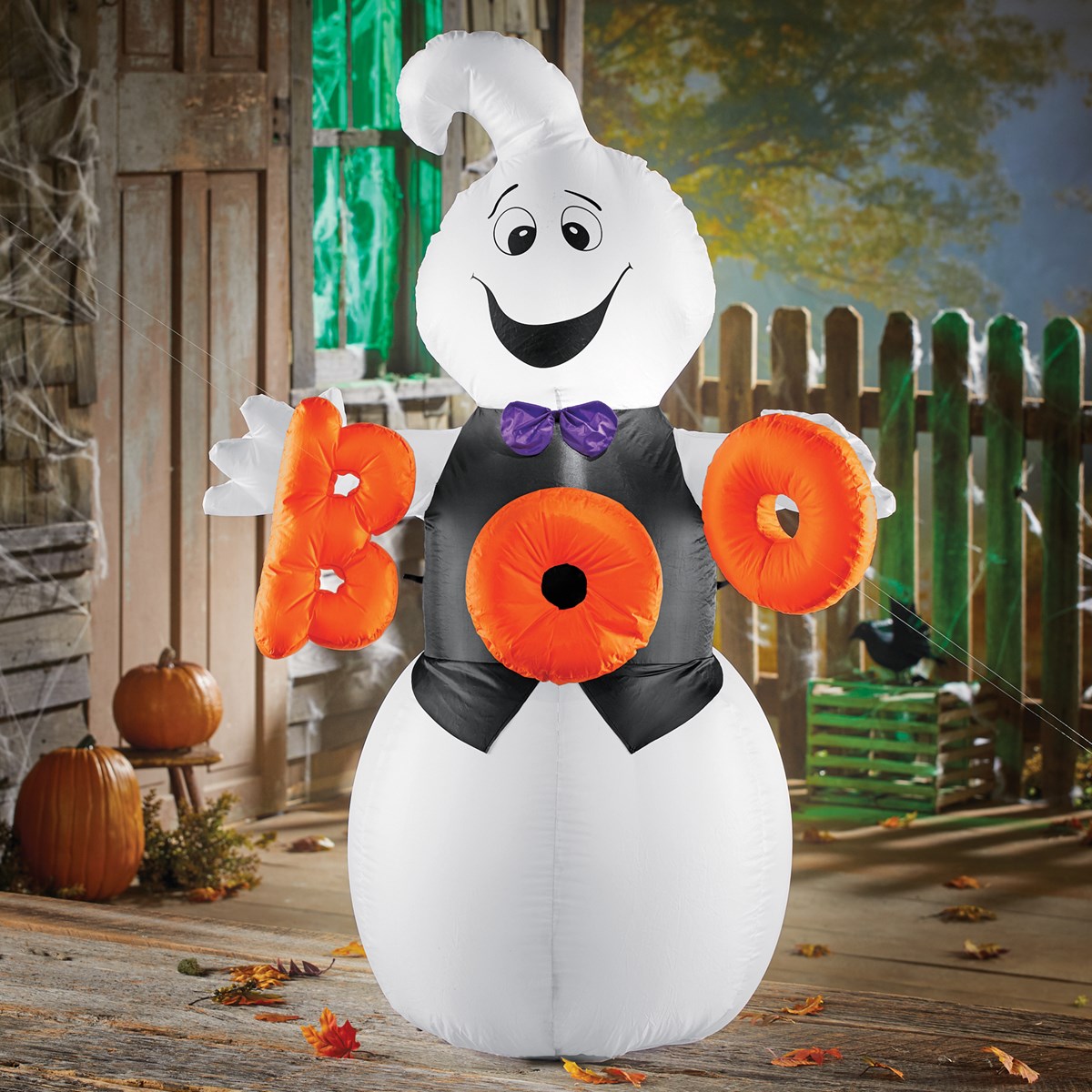 4-Ft Friendly Boo Ghost Inflatable Lawn Ornament | Collections Etc.