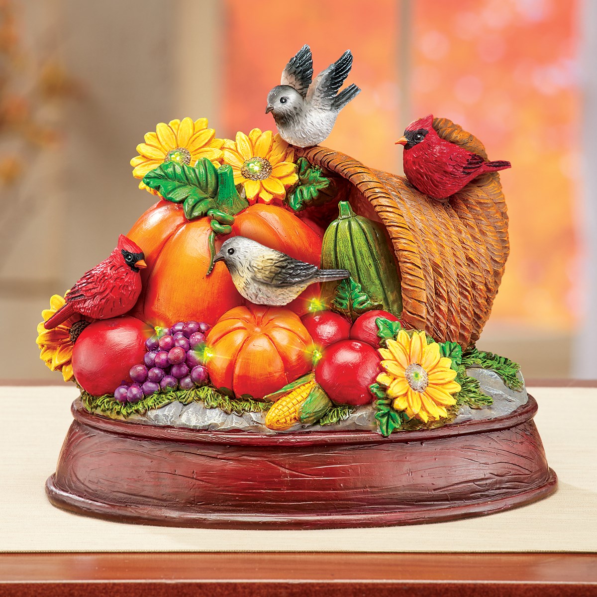 Lighted Horn of Plentiful Cornucopia Lighted Tabletop Collections Etc.