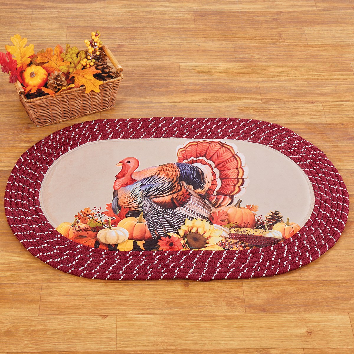 Fall Floral Thanksgiving Turkey Braided Rug Collections Etc.
