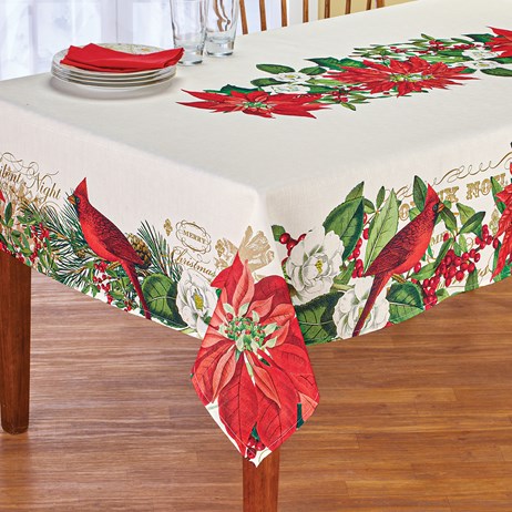 Tablecloth Oblong Regal Poinsettia Christmas Oblong 60 x 84 Christmas Linen Tablecloth Tablecloth Oblong Regal Poinsettia Christmas Oblong 60 x 84 Christmas Linen Tablecloth