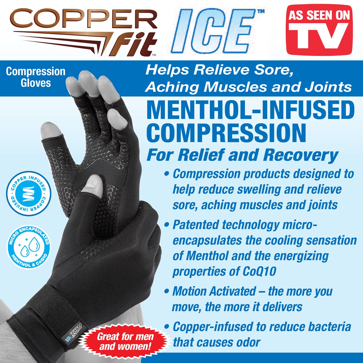 Copper Fit ICE Copper Infused Compression Gloves Collections Etc.