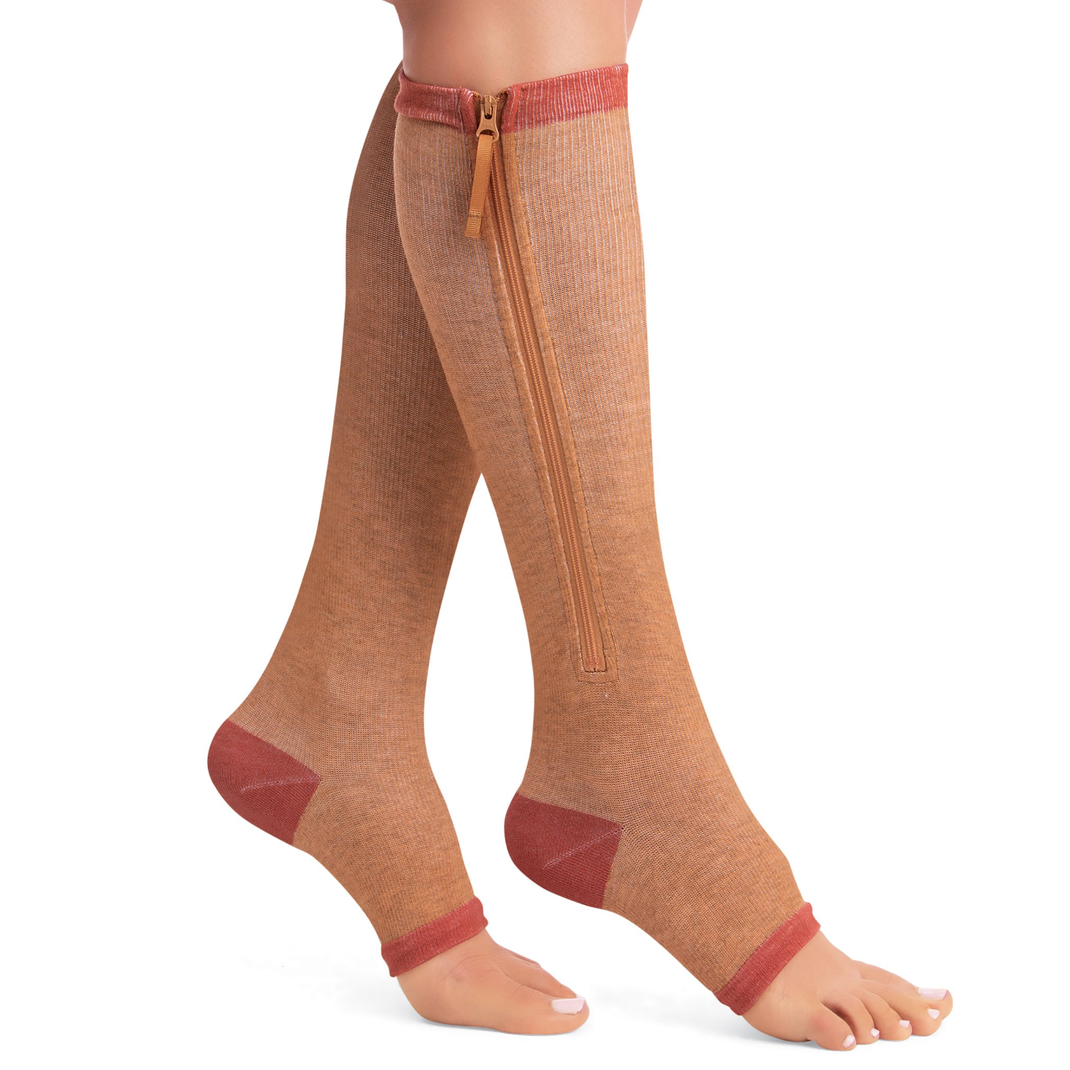 Side Zip-Up Copper Therapeutic Compression Socks