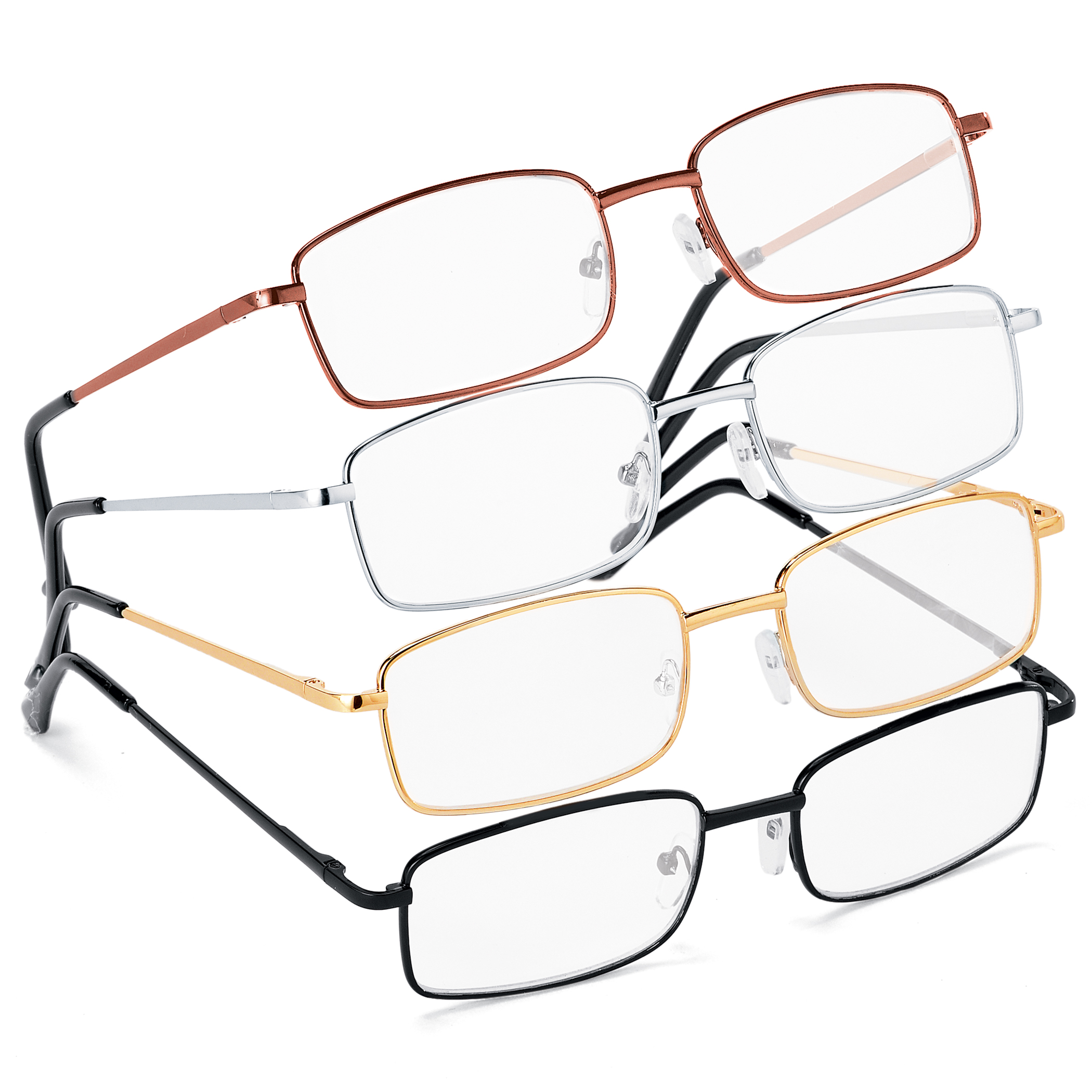 Classic Metal Frame Reading Glasses - Set of 4 3.00X Multi