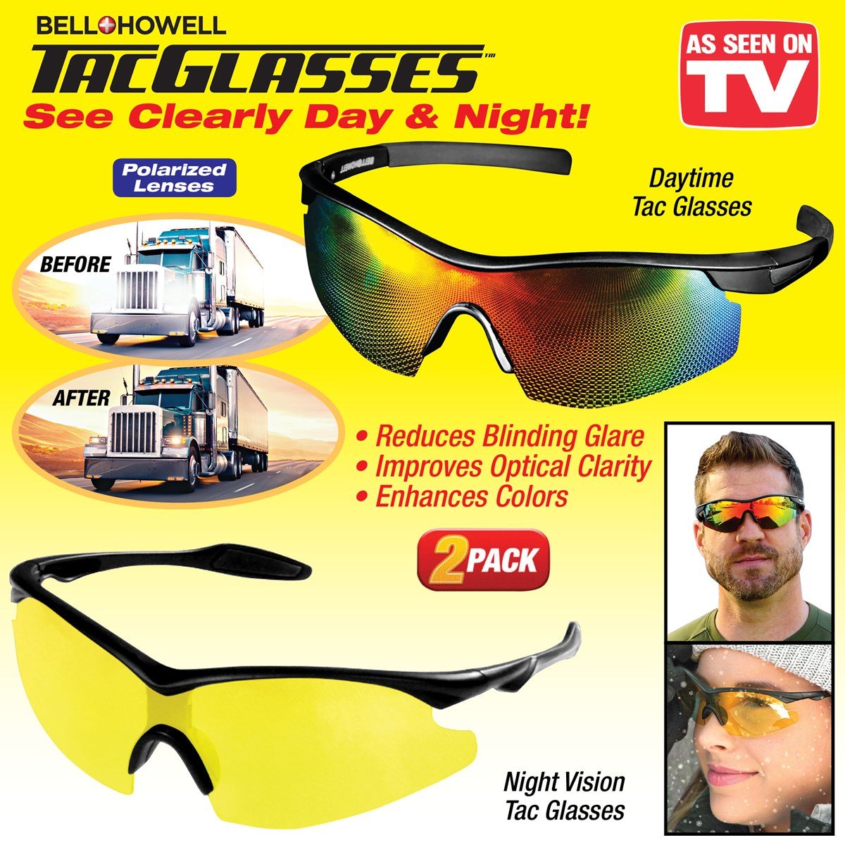Bell+Howell® Polarized WrapAround TacGlasses 2 Pack Collections Etc.