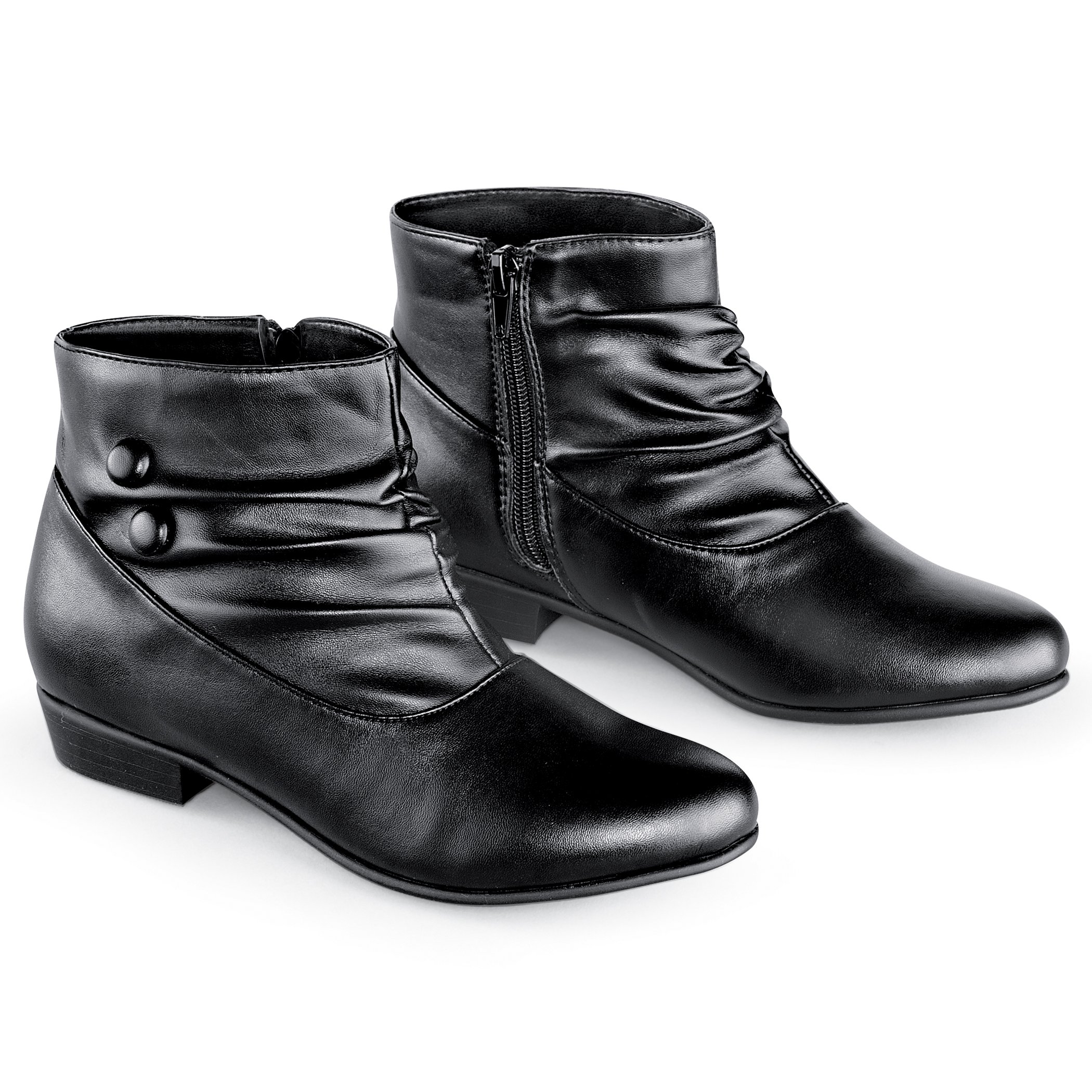 Extra-Wide Width Short Scrunched Button Detail Boots - Picture 4 of 8