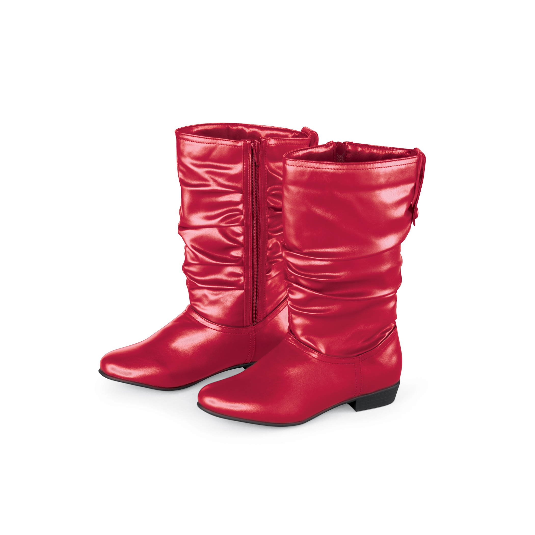 Extra-Wide Scrunched Design Side-Zip Boots 10 Women Burgundy